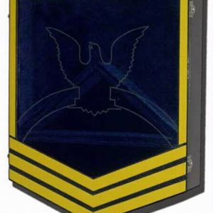 U.S. Coast Guard Chief (USCG) Petty Officer E-7 Retirement Mahogany Shadow Box – Yellow and Blue