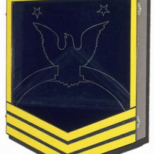 U.S. Coast Guard Master (USCG) Chief Petty Officer E-9 Retirement Mahogany Shadow Box – Yellow and Blue