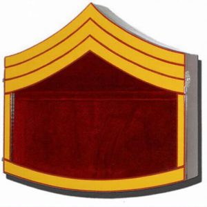 U.S. Marine Corps (USMC) Staff Sergeant E-6 Retirement Mahogany Shadow Box – Yellow & Red Stripes