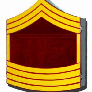 U.S. Marine Corps Master (USMC) Gunnery Sergeant E-9 Retirement Mahogany Shadow Box - Yellow & Red Stripes