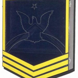 U.S. Navy (USN) Senior Chief E-8 Retirement Mahogany Shadow Box – Yellow and Blue