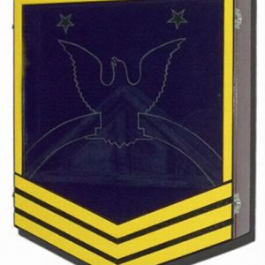 U.S. Navy (USN) Master Chief Petty Officer E-9 Retirement Mahogany Shadow Box – Yellow and Blue