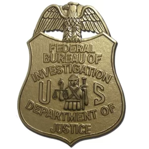 Federal Bureau of Investigation (FBI) Special Agent replica wooden badge plaque