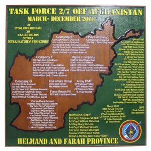 Task Force 2/7 OEF Afghanistan Deployment Plaque