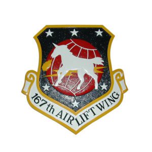 Air Force (USAF) 167th Airlift Wing Emblem Wooden Plaque