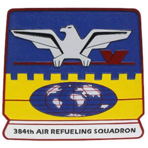 Air Force (USAF) 384th Refueling Squadron Emblem Wooden Plaque