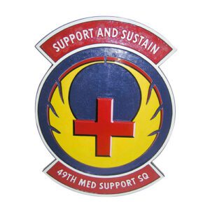 Air Force (USAF) 49th Medical Support Squadron Emblem Wooden Plaque