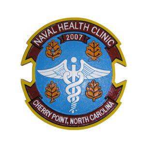 Navy (USN) Health Clinic Cherry Point Emblem Wooden Plaque