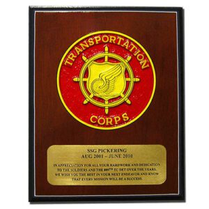 Transportation Corps Shield Shaped Award Plaque