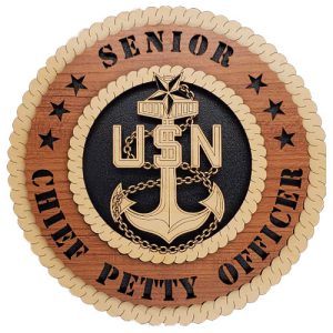 U.S. Navy Senior Chief Petty Officer E-8 Star wooden plaque