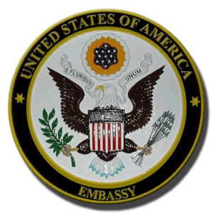 U.S. Embassy Official Seal Wooden Plaque
