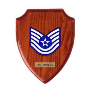 Air Force Technical Sergeant Chevron Mahogany Wooden Plaque