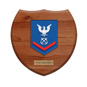 U.S. Coast Guard E4 Petty Officer Third Class Chevron Mahogany Wooden Plaque