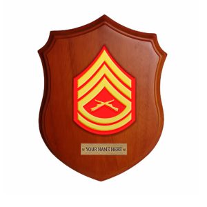 Marine Corps Gunnery Sergeant Chevron Mahogany Wooden Plaque