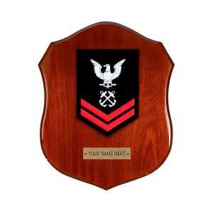 Navy Petty Officer Second Class Chevron Mahogany Plaque