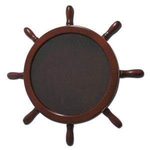 Mahogany Navy Ships Wheel Shadow Box
